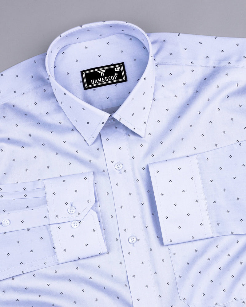 Herten Skyblue With Star Printed Formal Cotton Shirt