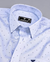 Herten Skyblue With Star Printed Formal Cotton Shirt