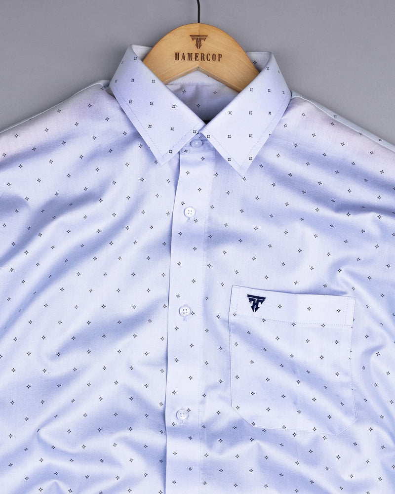 Herten Skyblue With Star Printed Formal Cotton Shirt