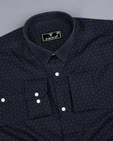 Basalt Black With SkyBlue Geometrical Printed Cotton Shirt