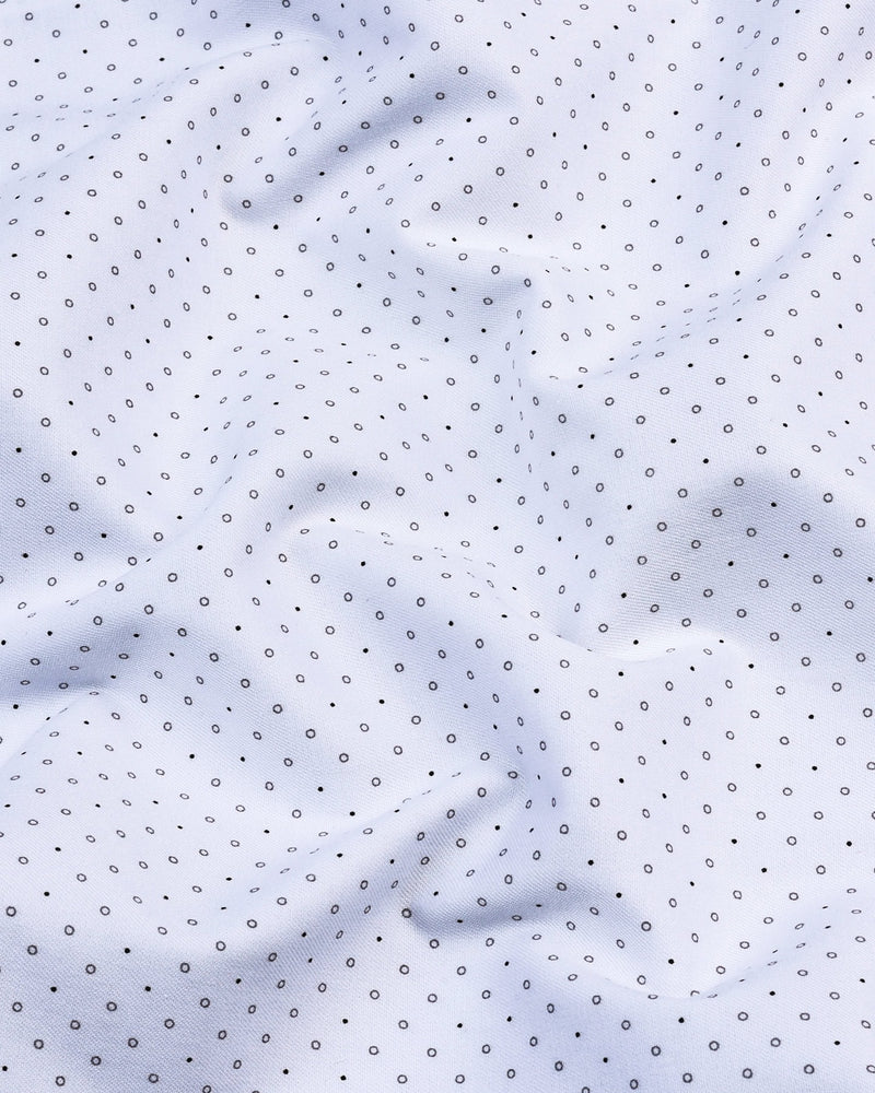 Wolf White With Gray Polka Dot Printed Cotton Shirt