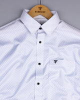 Wolf White With Gray Polka Dot Printed Cotton Shirt