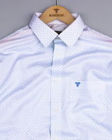 Rezina White With SkyBlue Check Twill Printed Cotton Shirt