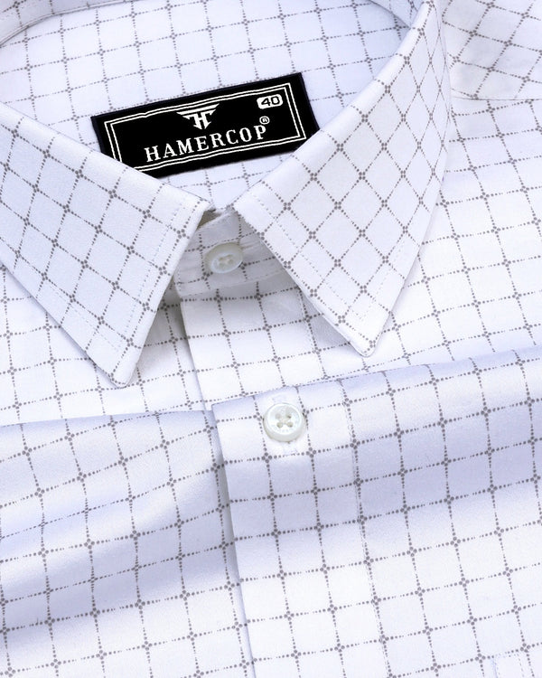 Essen white With Gray Check Premium Cotton Shirt