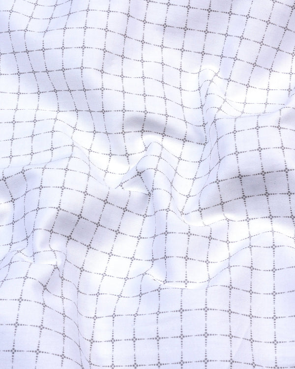 Essen white With Gray Check Premium Cotton Shirt