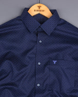 Cortona NavyBlue Twill Printed Formal Cotton Shirt