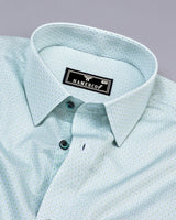 Neston Green With White Quatrefoil Pattern Cotton Shirt