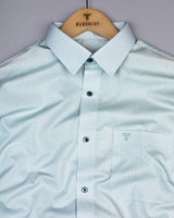 Neston Green With White Quatrefoil Pattern Cotton Shirt