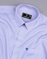 Neston Blue With White Quatrefoil Pattern Cotton Shirt