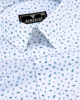 Magnolia White With Blue Printed Cotton Shirt