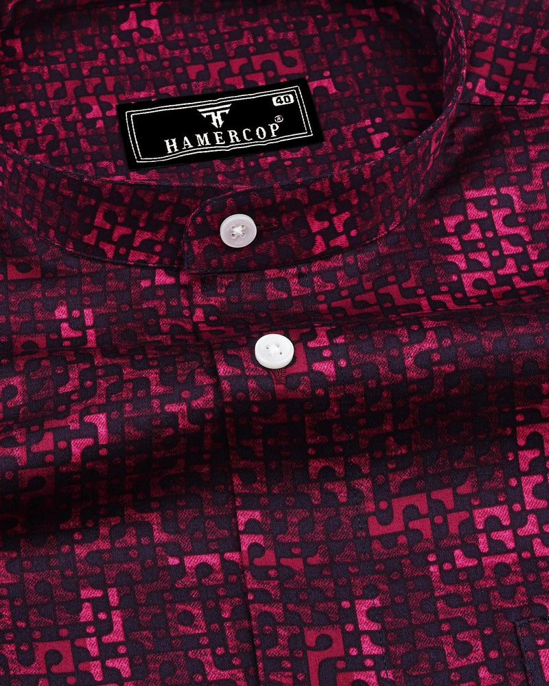 Hamerster CherryRed Shadow Satin Cotton Shirt