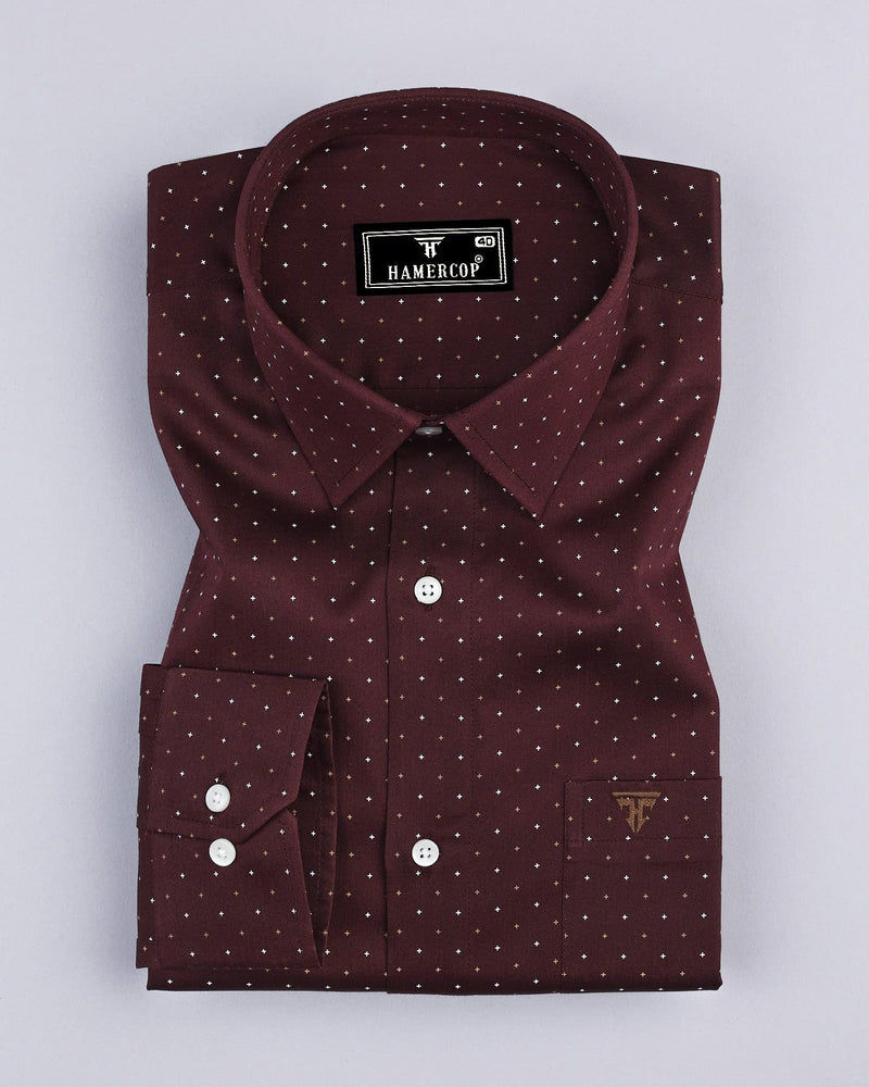 Carob Brown Twill Printed Cotton Shirt