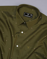 Finch Green With Cream Twill Printed Cotton Shirt