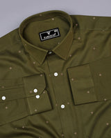 Finch Green With Cream Twill Printed Cotton Shirt