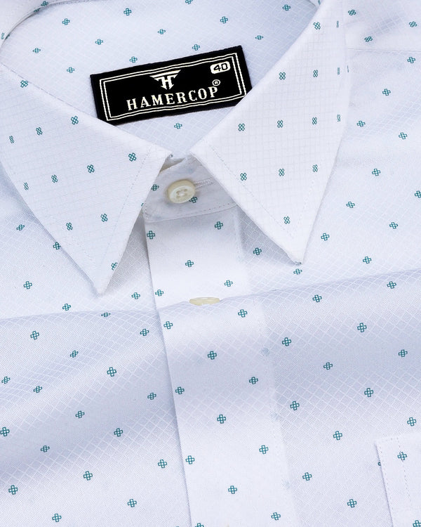 Dwindle White With Rama Twill Print Premium Cotton Shirt