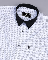 Black Triangle Printed White Cotton Designer Shirt