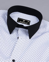 Black Triangle Printed White Cotton Designer Shirt