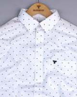 Dragor White With Gray Printed Linen Cotton Shirt