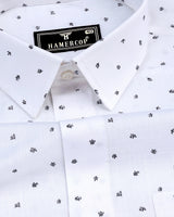 Dragor White With Gray Printed Linen Cotton Shirt