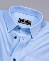 Seaford Blue With White Poplin Printed Cotton Shirt