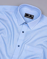 Seaford Blue With White Poplin Printed Cotton Shirt