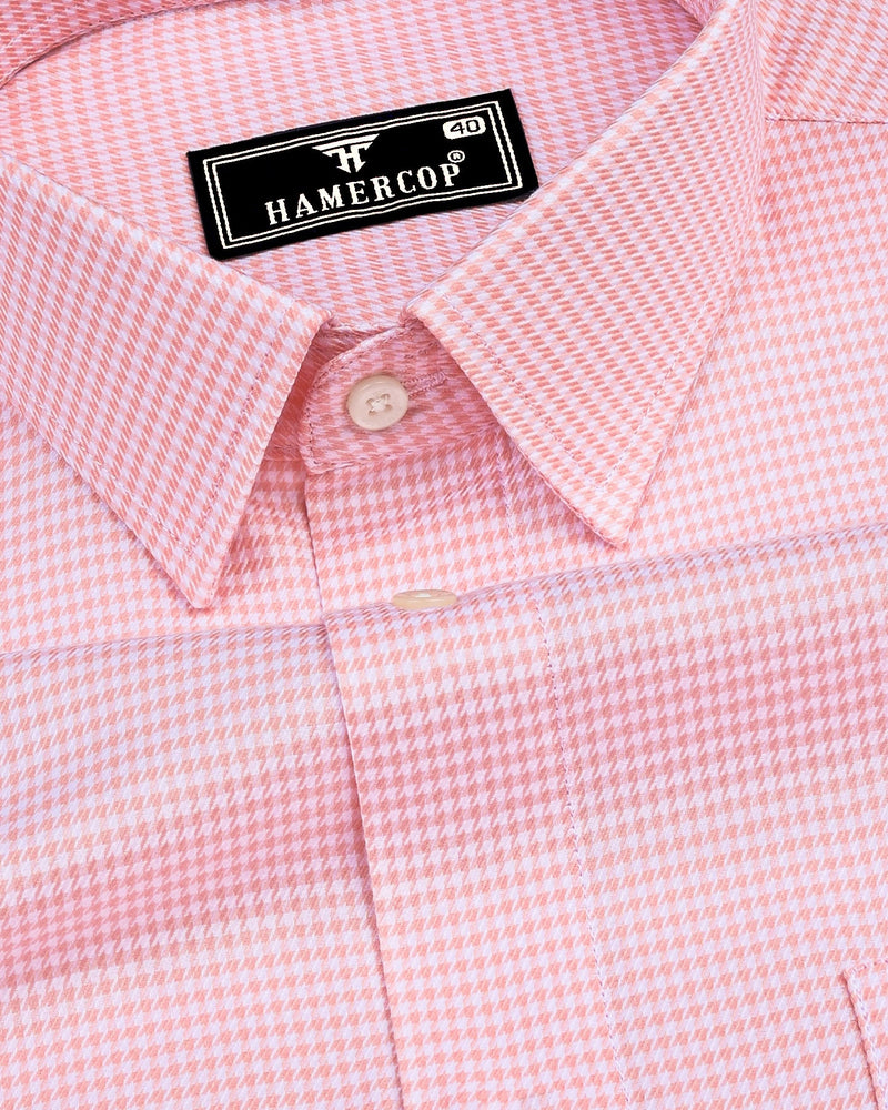 Ascona Peach Houndstooth Jacquard Premium Giza Shirt