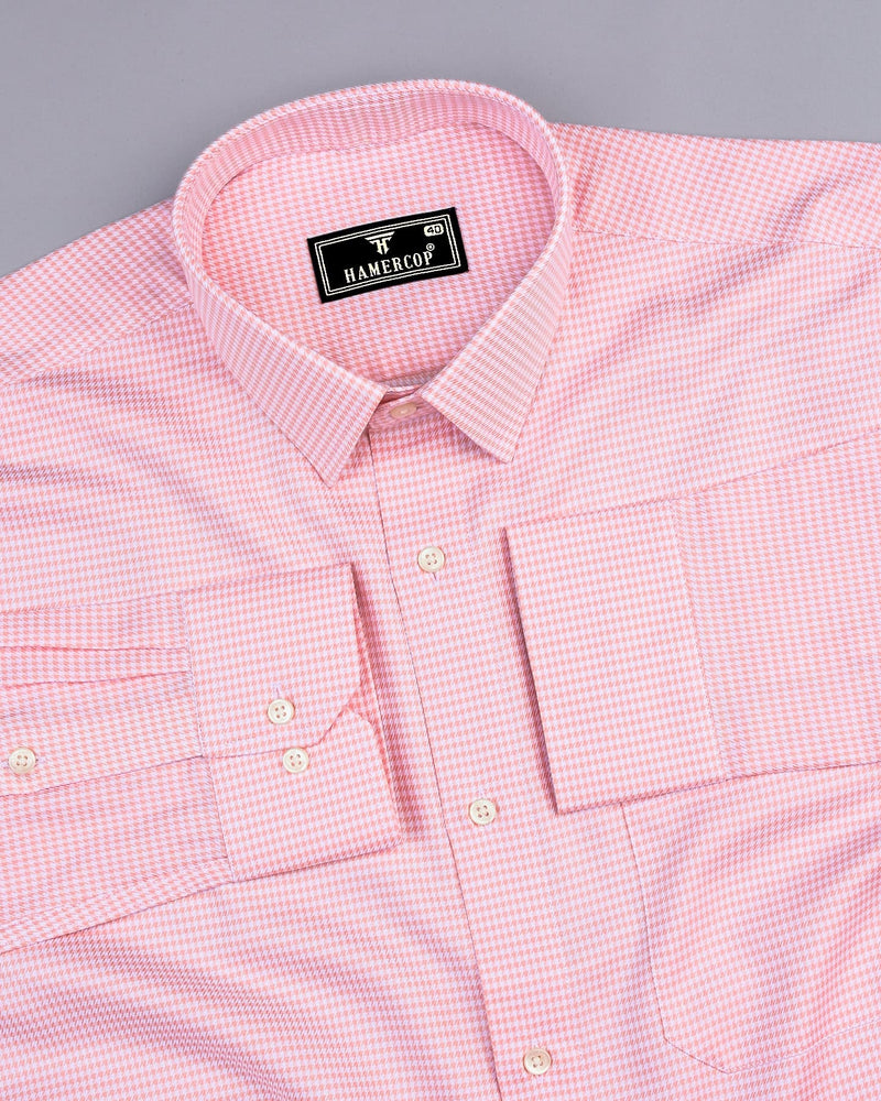 Ascona Peach Houndstooth Jacquard Premium Giza Shirt