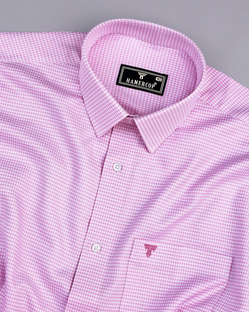 Ascona Pink Houndstooth Jacquard Premium Giza Shirt