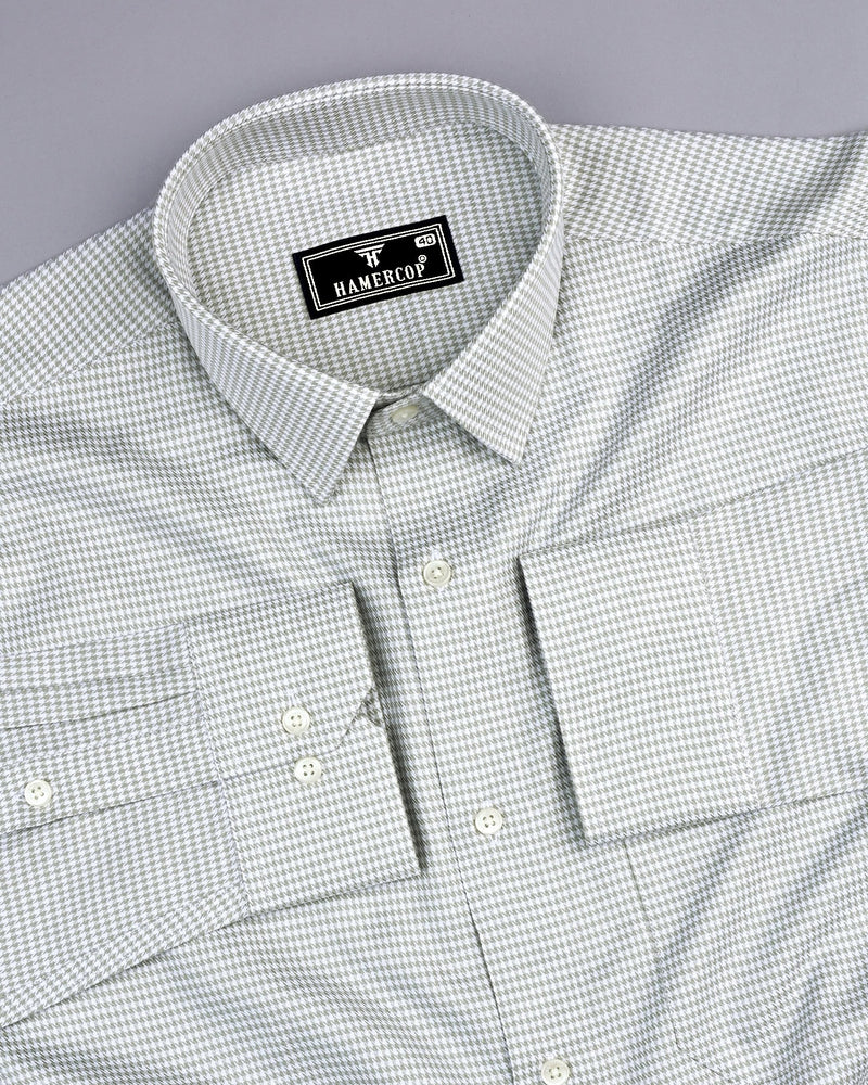 Ascona Pista Green Houndstooth Jacquard Premium Giza Shirt