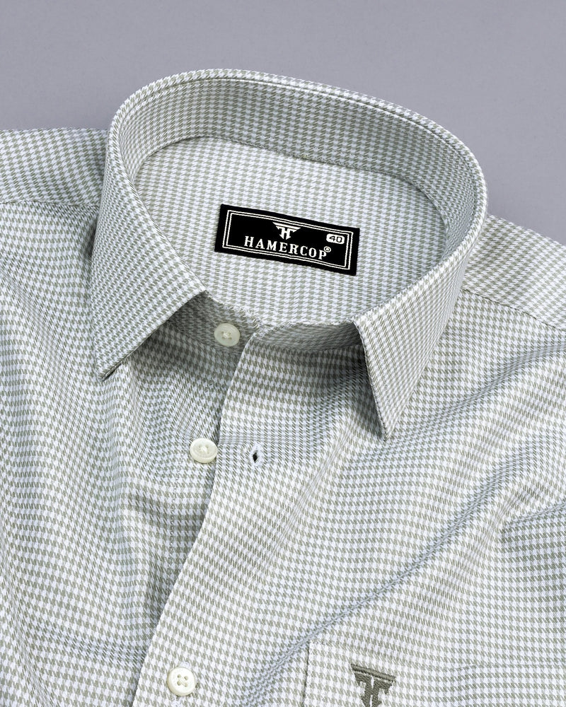 Ascona Pista Green Houndstooth Jacquard Premium Giza Shirt