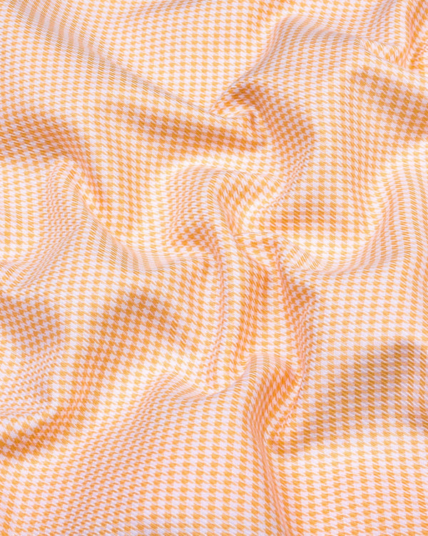 Ascona Orange Houndstooth Jacquard Premium Giza Shirt