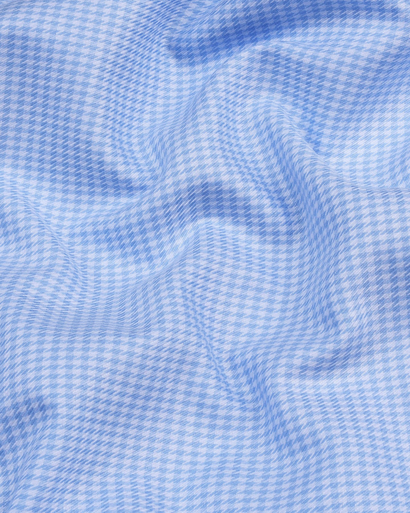 Ascona SkyBlue Houndstooth Jacquard Premium Giza Shirt