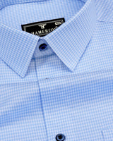 Ascona SkyBlue Houndstooth Jacquard Premium Giza Shirt