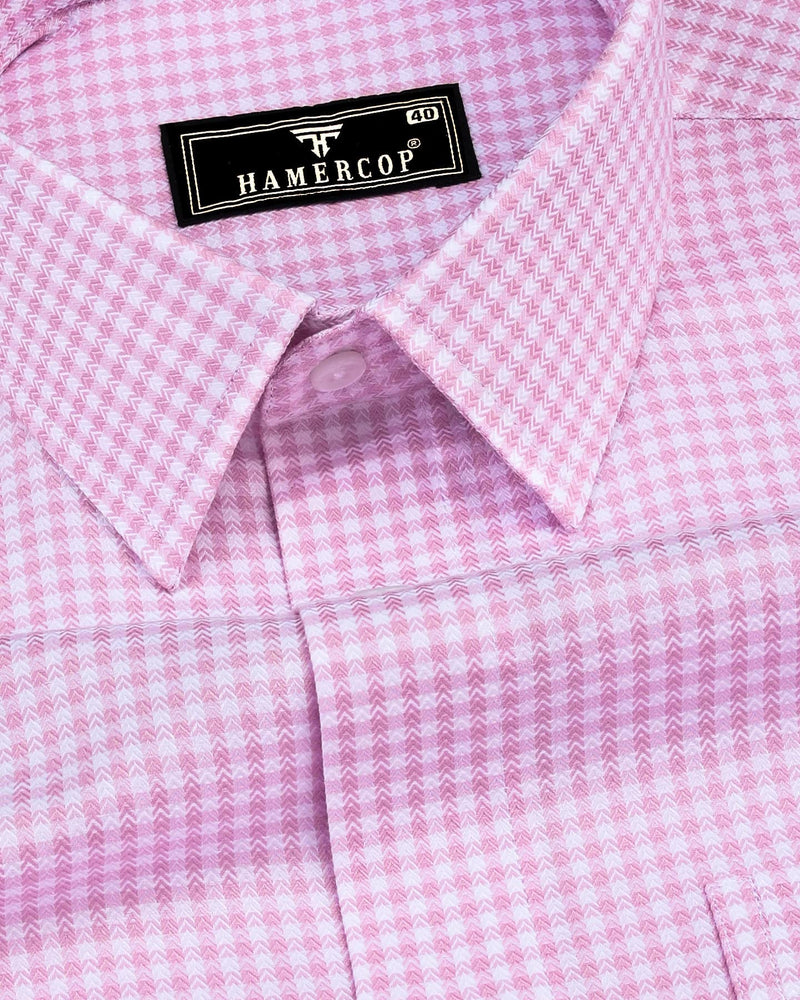 Roxton Pink With White Check Premium Giza Shirt