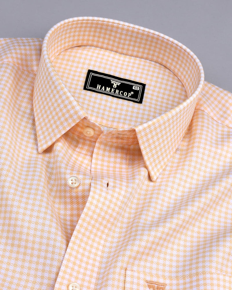 Roxton Yellow With White Check Premium Giza Shirt