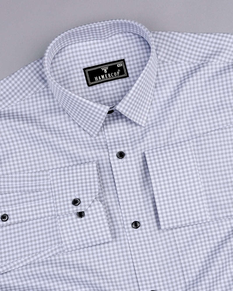 Roxton Gray With White Check Premium Giza Shirt