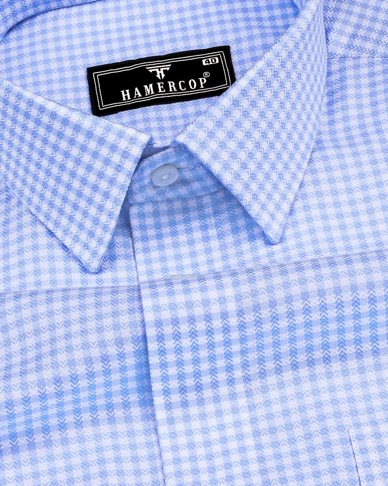 Roxton Blue With White Check Premium Giza Shirt