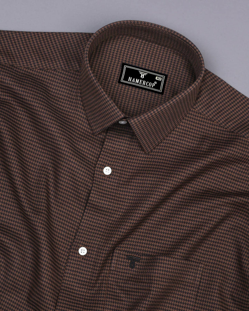 Maldon Chocolate With Black Houndstooth Premium Giza Shirt