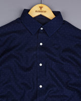 Pernik Blue With White Dot Printed Premium Giza Shirt