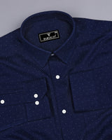 Pernik Blue With White Dot Printed Premium Giza Shirt