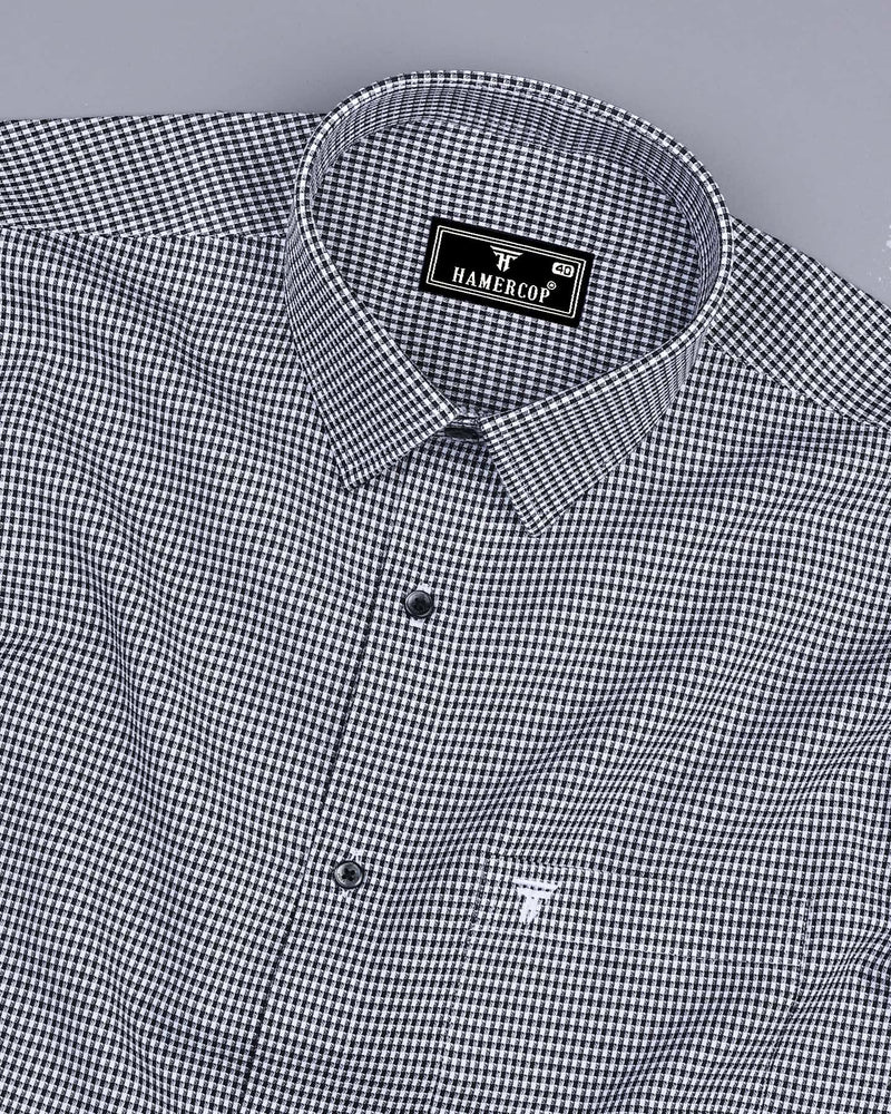 Minato Black With White Dobby Check Cotton Shirt