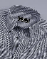 Minato Black With White Dobby Check Cotton Shirt