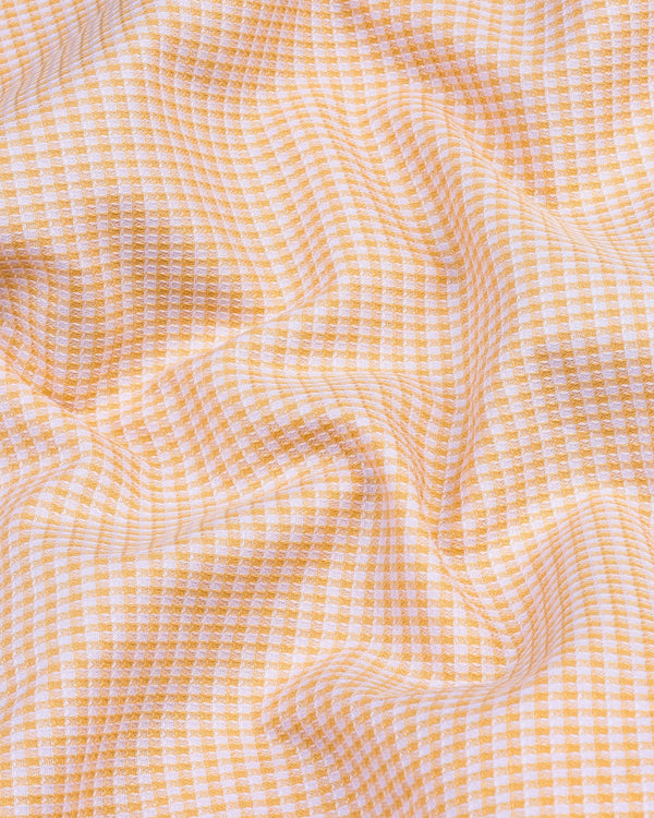 Atomic Orange With White Dobby Check Cotton Shirt