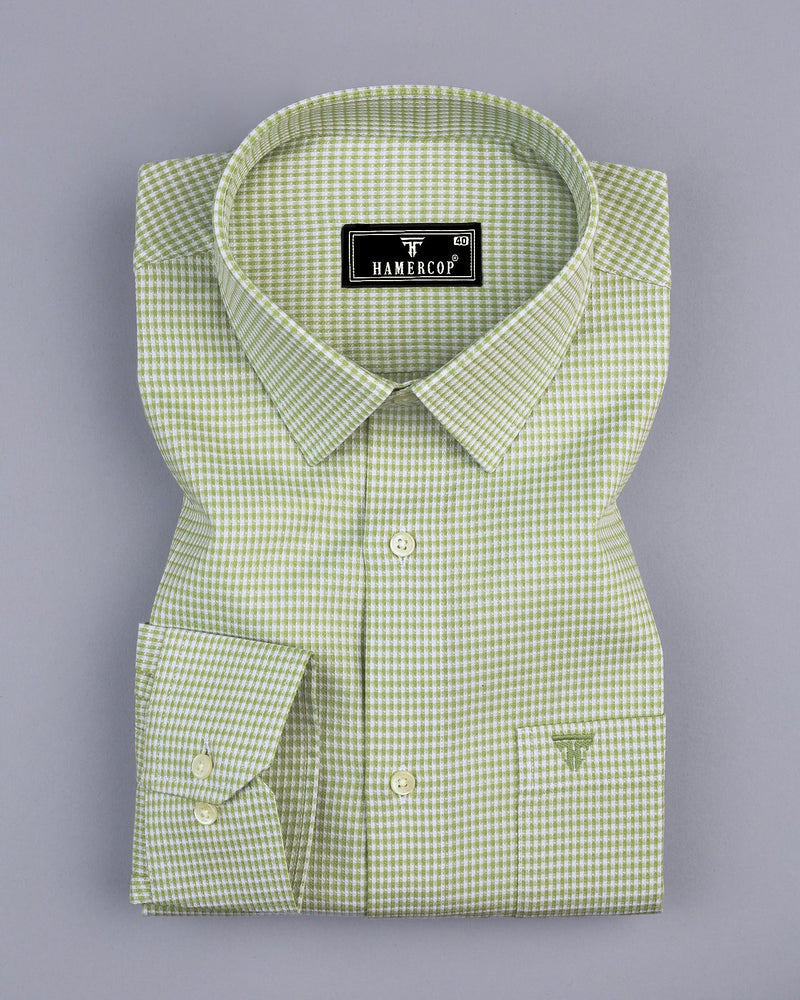 Atomic Green With White Dobby Check Cotton Shirt