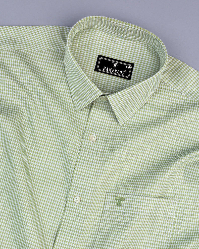 Atomic Green With White Dobby Check Cotton Shirt