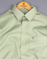 Atomic Green With White Dobby Check Cotton Shirt