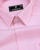 Atomic Pink With White Dobby Check Cotton Shirt