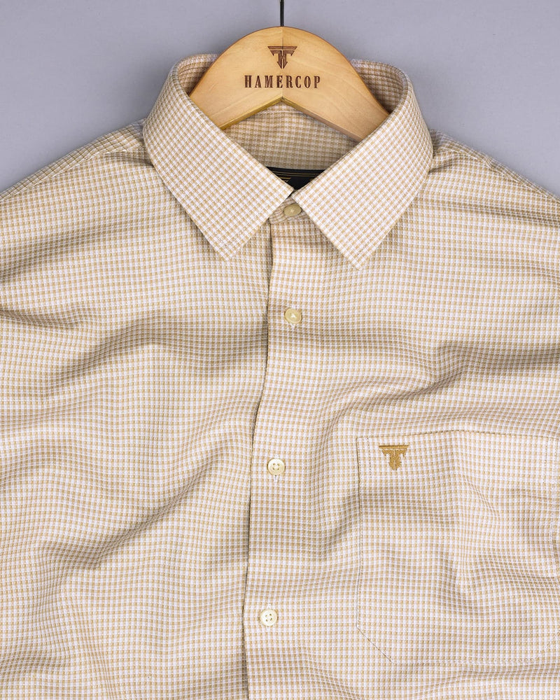 Atomic Cream With White Dobby Check Cotton Shirt