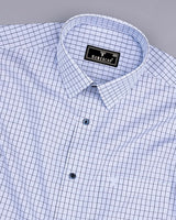 Delson White With Blue Check Premium Cotton Shirt