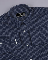 Delson Navyblue With White Check Premium Cotton Shirt